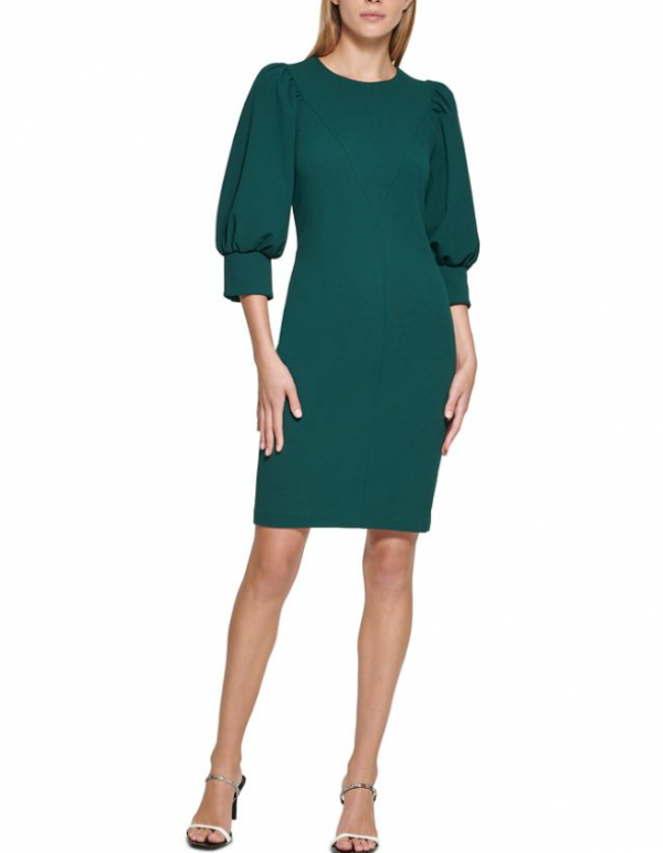 Sheath dress dengan lengan puff